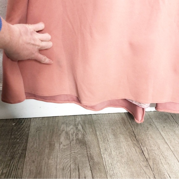 Christian Siriano Clay Ruffle Gown Ruffle Sleeve Maxi Dress Pink Crepe Size 12 - Picture 12 of 16